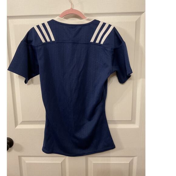 NWT adidas Mens Performance Climalite 3 Stripes Fitted Blue/White Rugby Jersey,M - Picture 6 of 8